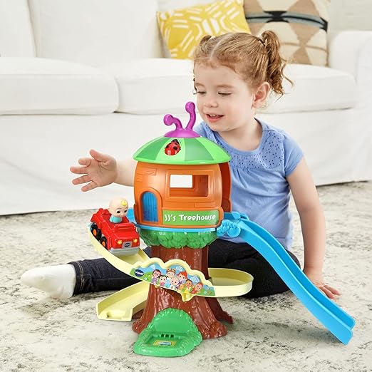VTech CoComelon Go! Go! Smart Wheels Treehouse Track Set, Spiral Ramp & SmartPoint Songs, Ages 1.5 – 5 Years - Marah Kids
