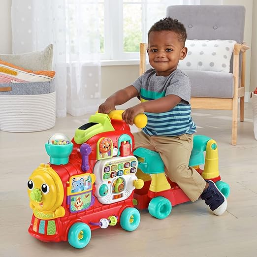 Vtech – 4in1 Alphabet Train | Interactive Ride - On, Walker, Pull Cart, Educational Toy for Toddlers | Includes Blocks, Letters, Numbers & Activity Panel | Ages 1 - 5 - Marah Kids