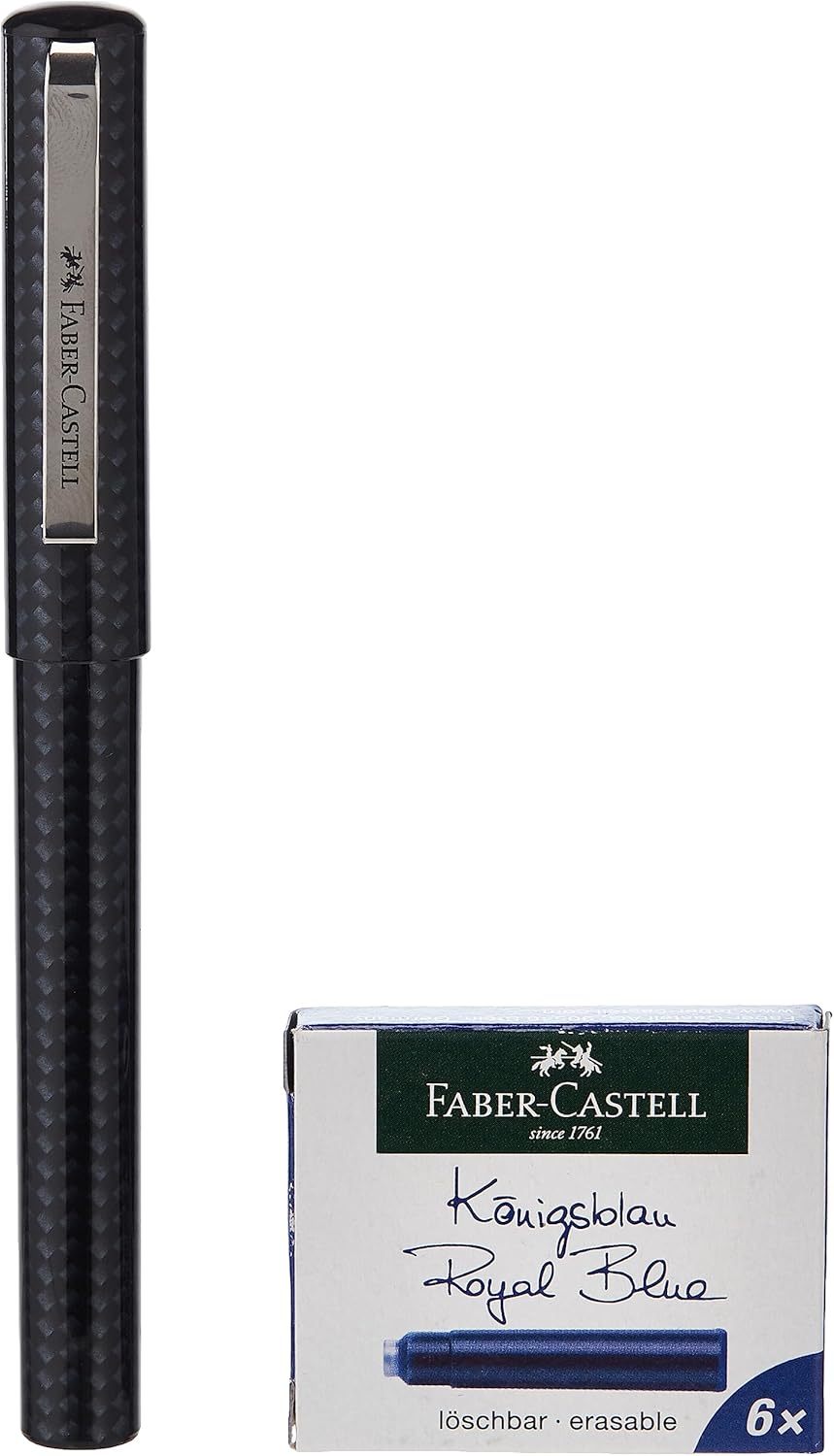 FABER - CASTELL FFOUNTAIN PEN CARBON DESIGN M + CARTRIDGE - Marah Kids