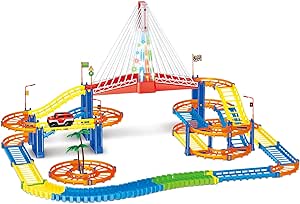 Power Joy Vroom Vroom Magic Track Bridge Set, Battery Operated - Marah Kids