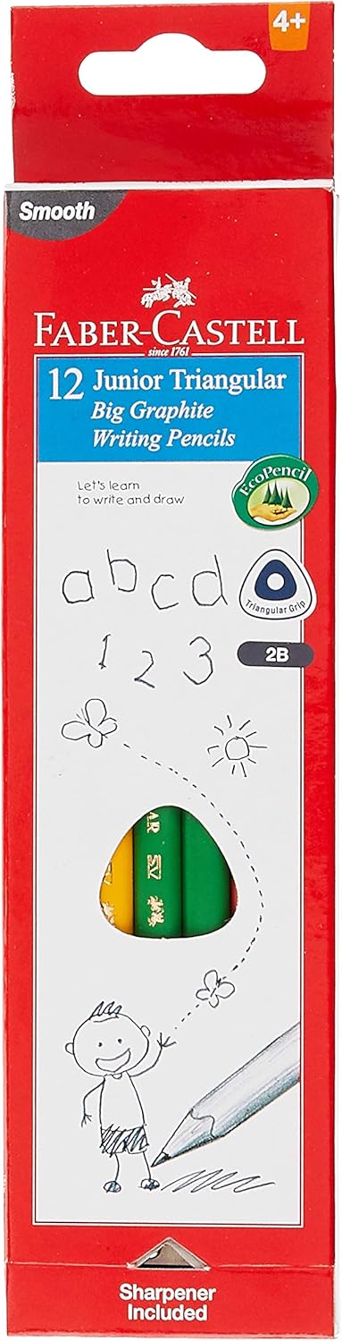 FABER - CASTELL FC JUNIOR TRIANGULAR GRAPHITE PENCIL 2B 12PC - Marah Kids