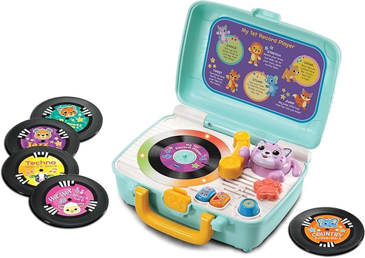 Vtech - My 1st Record Player - Multicolour | Double - sided records feature 5 different music styles with animal friends singing cool songs | Suitable ages 12+ up - Marah Kids