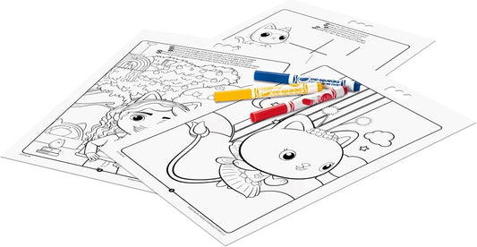 Crayola - Gabby's Dollhouse Album Activity and Colouring e, 32 Colouring Pages and 7 Washable Mini Felt Tip Pens | ideal gift ages from ages 3+ - Marah Kids