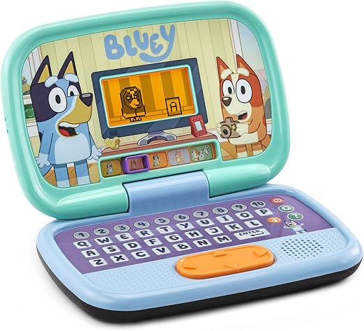 Vtech Bluey Game Time Laptop - 3+ Blue |Explore 10 interactive games with the Bluey Game Time Laptop | Pre - School Content, Official Bluey Character Toy for Kids, Letters, Numbers, Music | Ideal Gift for Children 3+ up Years, - Marah Kids