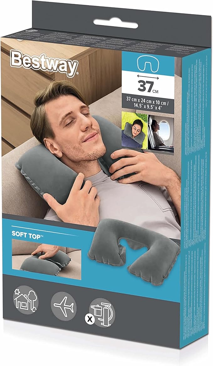 Bestway Flocked Air Neck Pillow 37X24X10