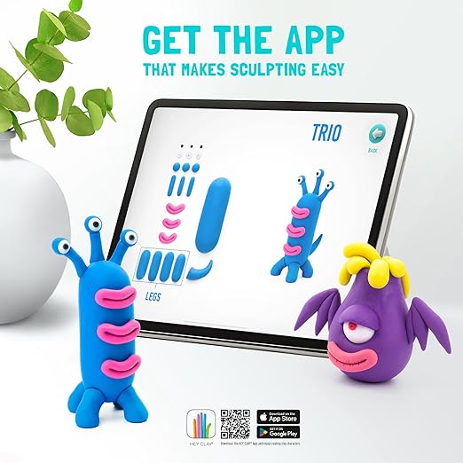 HEY CLAY - Aliens Set - Colourful Modeling Kids - Air Dry Clay Kit 15 cans and Sculpting Tools with Fun Interactive Instructions App, Multicoloured - Marah Kids