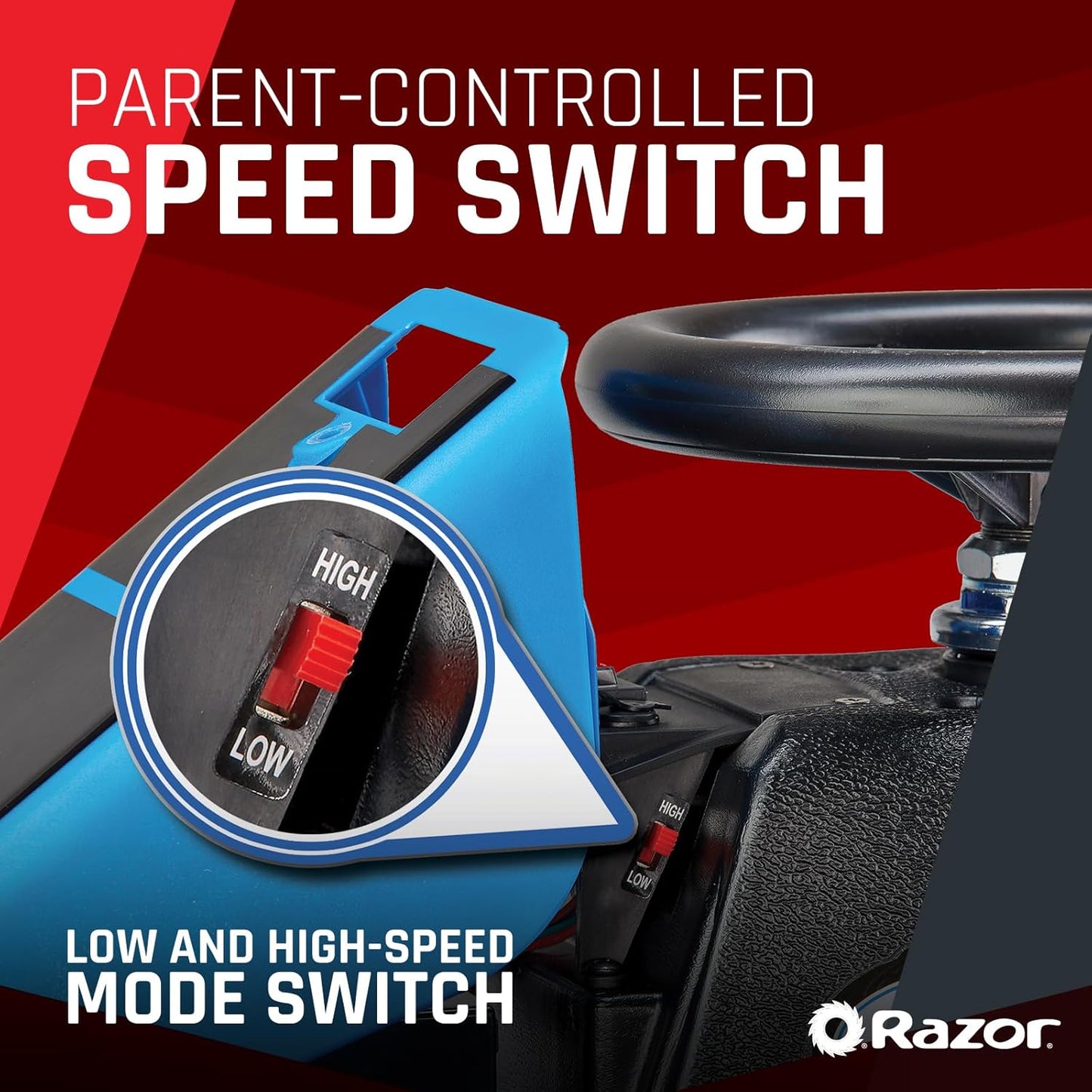 عربة Razor Crazy Cart Shift باللون الأزرق بسرعة 13 كم/ساعة 6+
