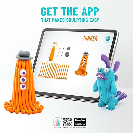 HEY CLAY - DIY Beasts: Yollo, Violet, Fishka Plastic Creative Modelling Air - Dry Clay For Kids 6 Cans - Marah Kids