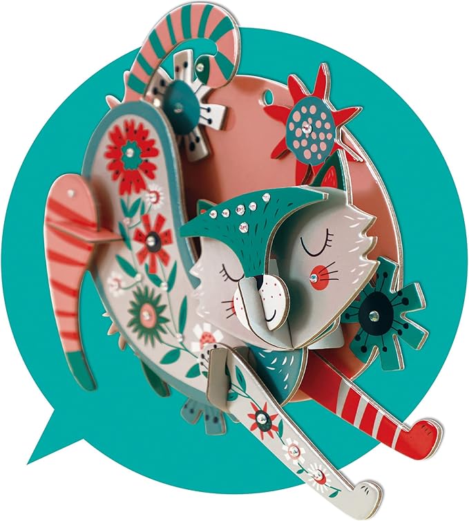 Avenir 3D Decoration - Cat Kit | Turn Your Wall into a Zoo! Create 3D Decorations with Pre - Cut Cardboard Puzzle Pieces | Thoughtful and Creative Gift Option for Kids 3+ - Marah Kids