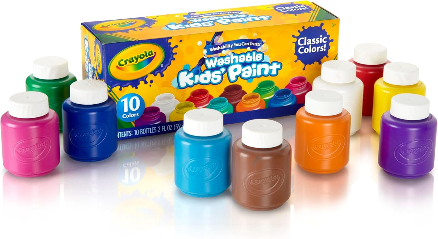 Crayola - Washable Kids Paint | Activity Set,10 Classic Clean & Bright Colors, Pack of 10 | 3+ Yrs - Marah Kids