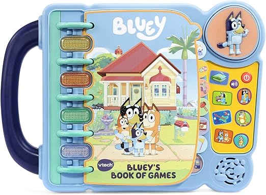Vtech Bluey’s Book of Games Interactive (Blue) | Educational Activity Toy with 4 Learning Modes, 14 interactive pages | Ideal gift for children aged 3 - 6 years. - Marah Kids