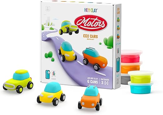Hey Clay - Eco Cars Air - Dry Clay 6 Cans - Marah Kids