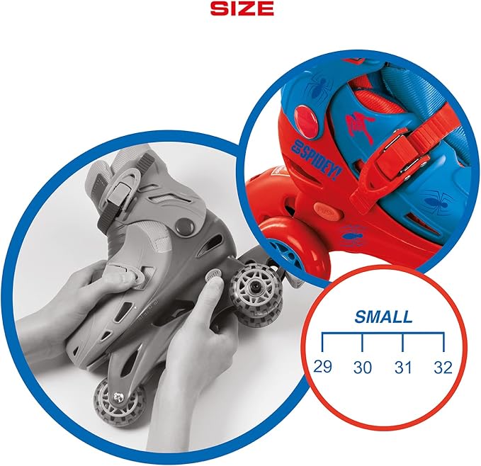 Mondo Roller Spiderman Tri Inline Skates Adjustable 29 - 32 - Marah Kids