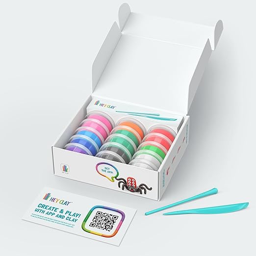 HEY CLAY - Bugs Set - Colourful Modeling Kids - Air Dry Clay Kit 15 cans and Sculpting Tools with Fun Interactive Instructions App, Multicoloured - Marah Kids
