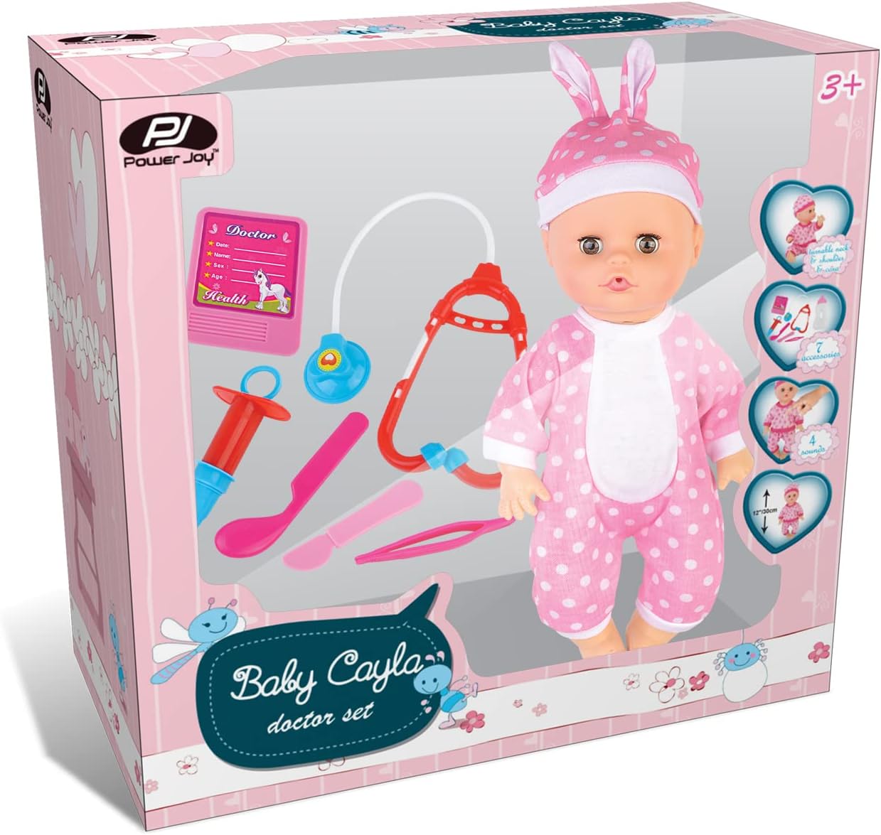 Power Joy Baby Cayla Doctor Set 12inches 30cm Battery Operated - Marah Kids
