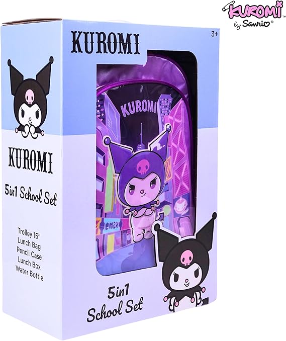 SANRIO KUROMI AMBITION 5IN1 TROLLEY BOX SET 16" - Marah Kids