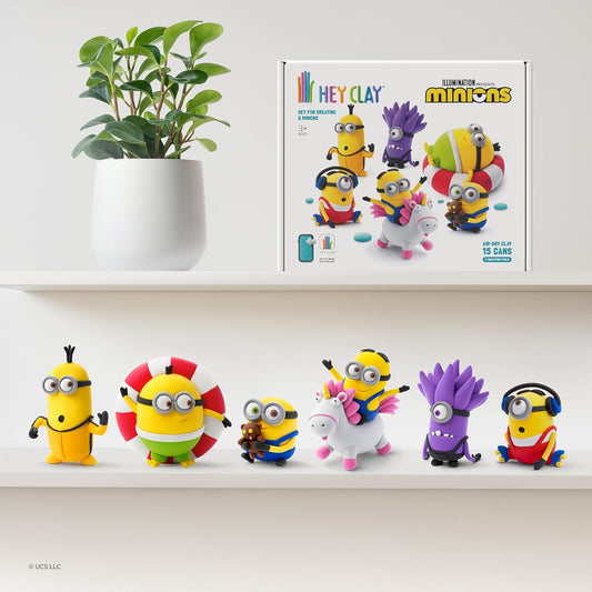 Hey Clay - MINIONS Colourful modelling air - dry clay, 15 cans with fun interactive app for kids 3 years + - Marah Kids