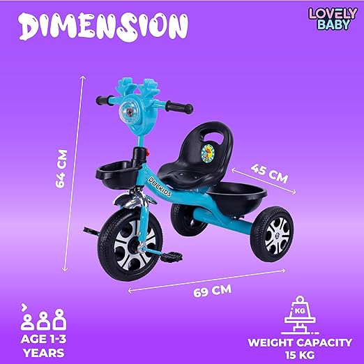 Lovely Baby Duckids Kids Tricycle - Blue - Marah Kids