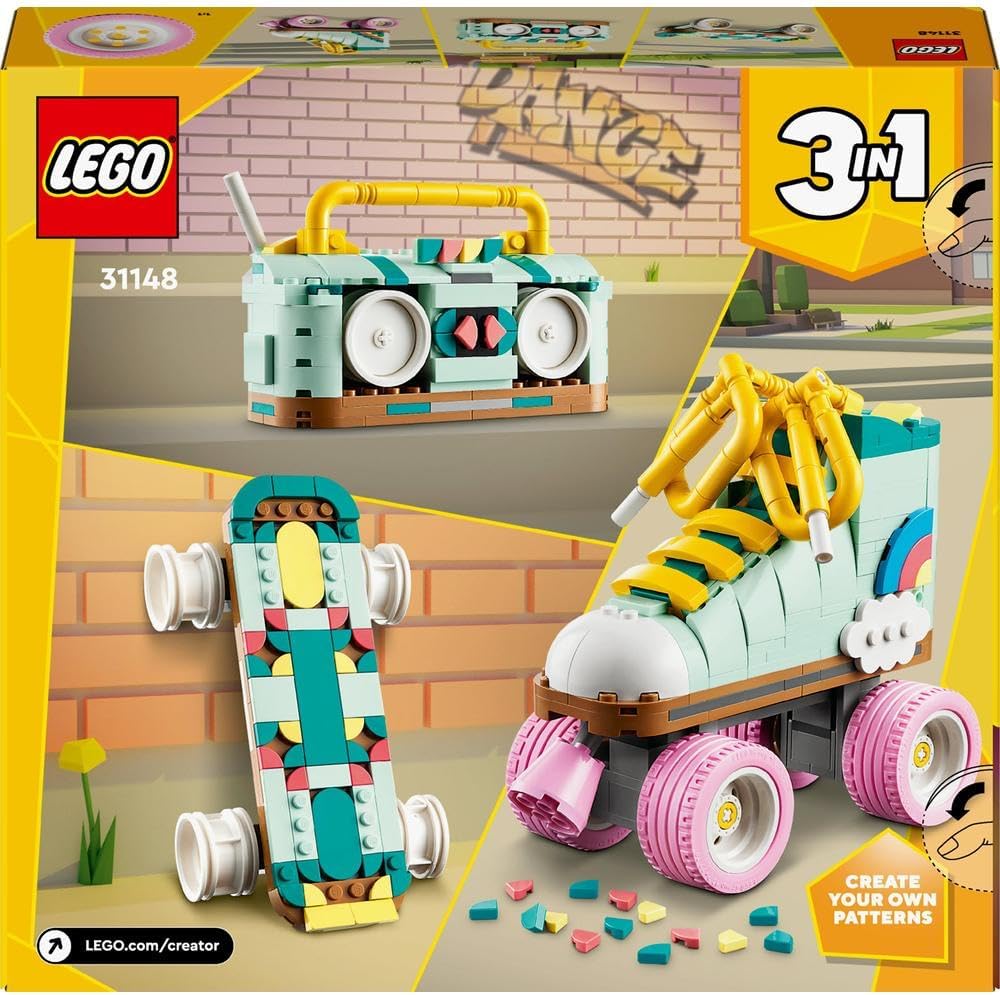 Lego Creator 3In1 Retro Roller Skate To Mini Skateboard Toy To Boom Box Radio