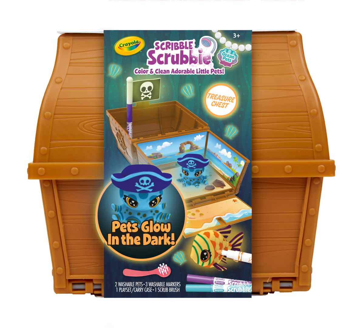 Crayola Scribble Scrubbie Glow, Ocean Treasure Chest - Marah Kids