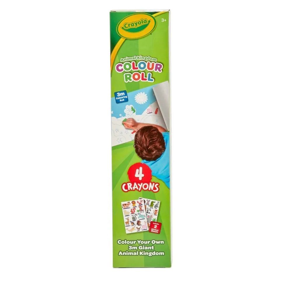 Crayola Color - Your - Own Animal Roll Map |The product is designed and includes 3 - meter maps, 4 crayons, and 2 sticker sheets, for children to enjoy coloring while learning about animals and geography | Ages 3+ - Marah Kids