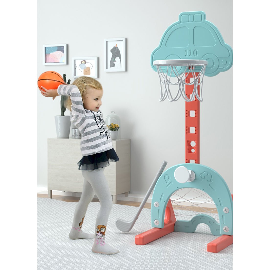 Lovely Baby - Basketball Stand W/ Football & Hockey Stick - Marah Kids