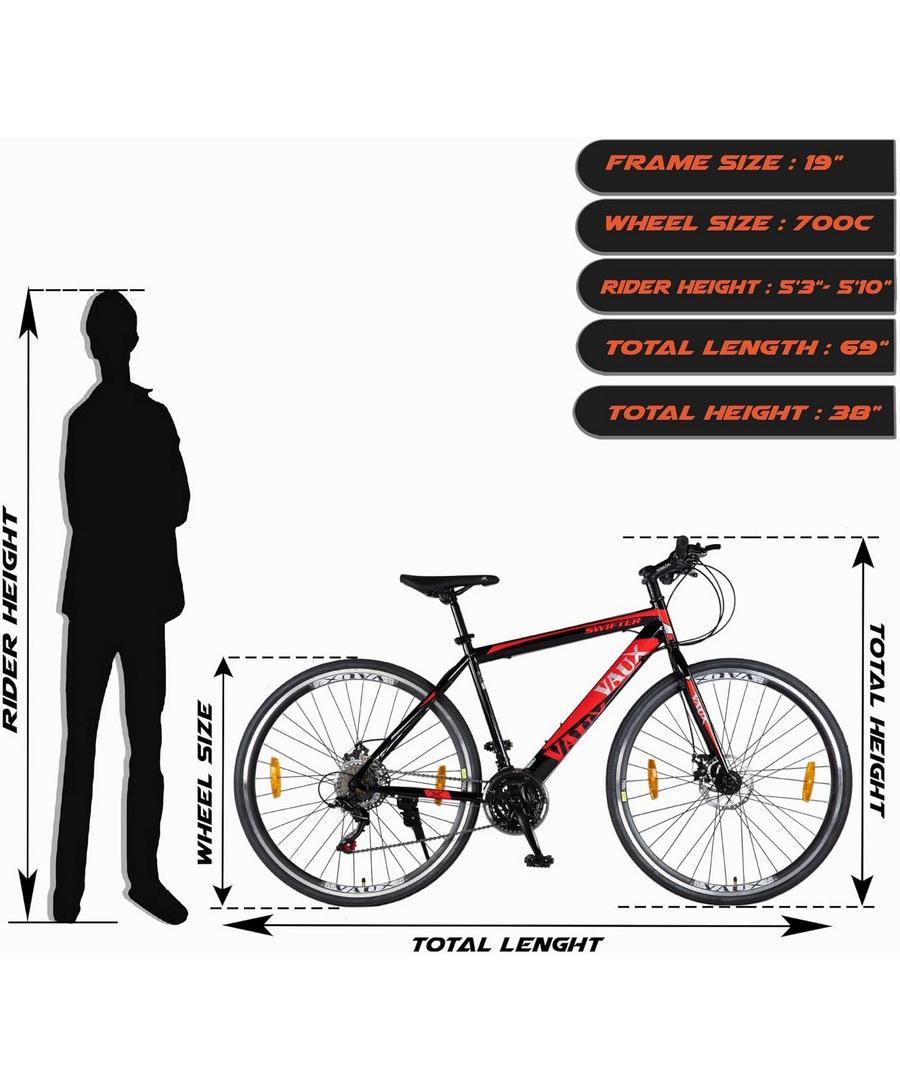 Vaux Swifter Hybrid Road Bike 700C - Black - Marah Kids