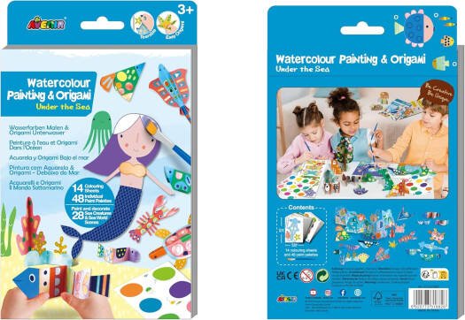 Avenir - Watercolour Painting & Origami - Under the Sea Multicolour | Encourage your child to be creative, great activity for rainy days, indoor play, travel and holidays | Ages 3+ - Marah Kids
