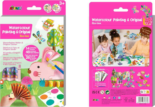 Avenir Watercolour Painting & Origami-Garden Multicolour | Encourage your child to be creative, great activity for rainy days, indoor play, travel and holidays | Ages 3+