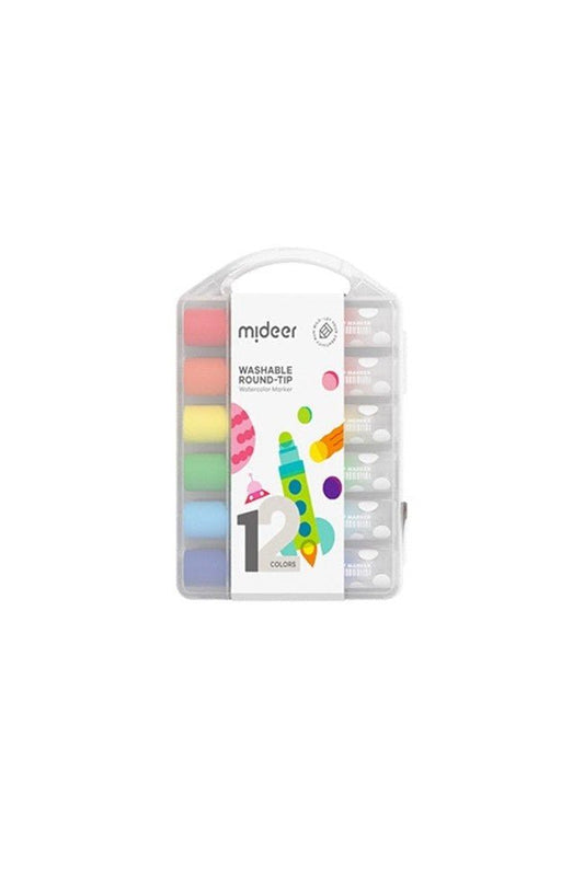 Washable Round Tip Markers - 12 Colors - Marah Kids