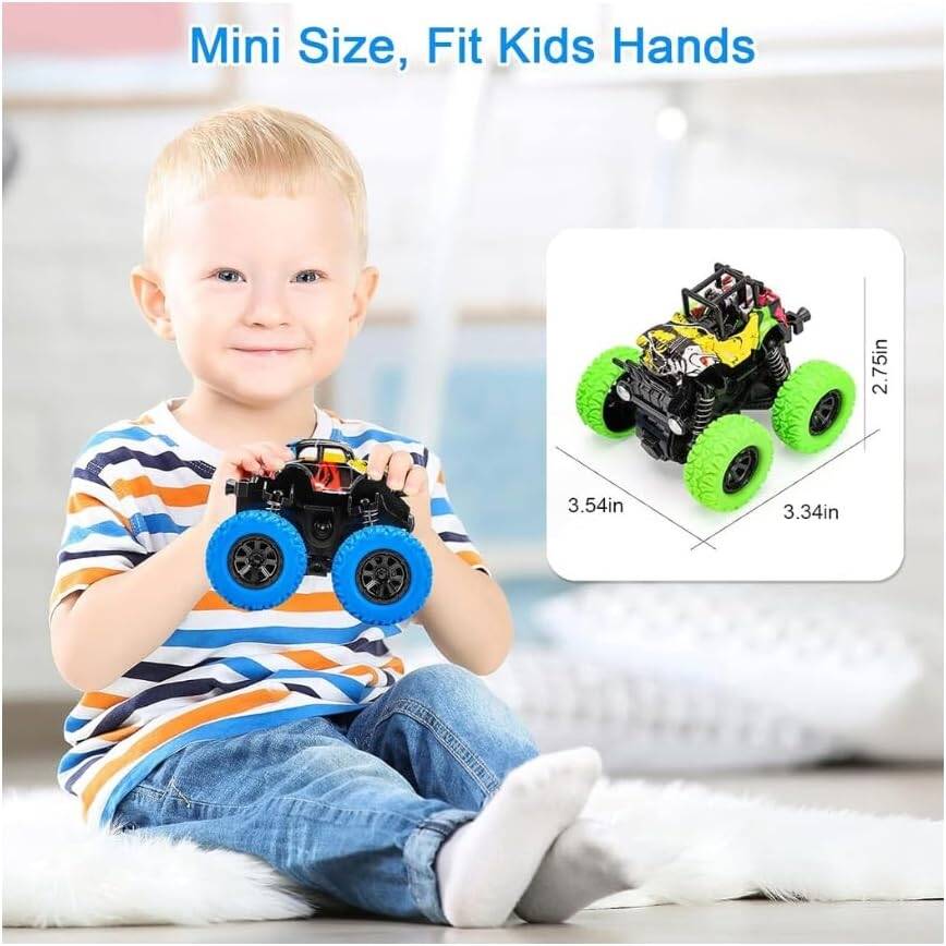D - Power - Friction Stunt Monster Truck - Blue | Inertia Drive, Safe for Kids, Great Gifts | 3+ - Marah Kids
