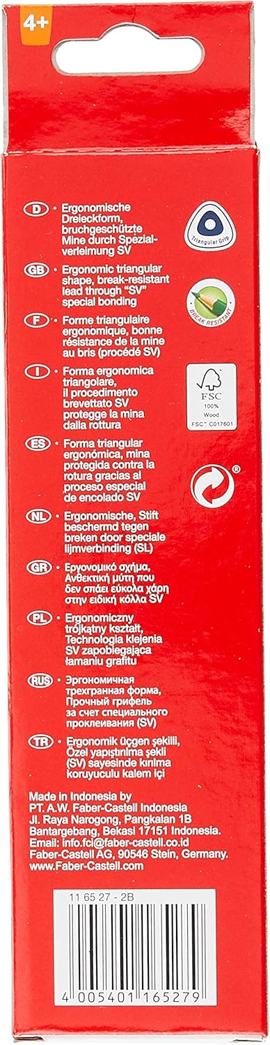 FABER - CASTELL FC JUNIOR TRIANGULAR GRAPHITE PENCIL 2B 12PC - Marah Kids
