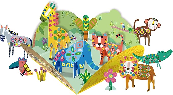Avenir Stick 'N Play Series - Safari Animals | 200+ Reusable Stickers for Endless Fun! Create Play Scenes with 8 Illustrated Theme Cards, Make Your Own Animal Figures | For Kids 3+ - Marah Kids