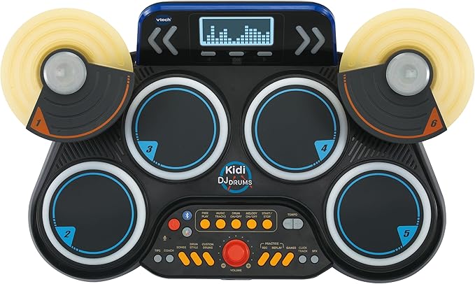 Vtech - KIDI DJ DRUMS Light up kit with Bluetooth® and Audio Port - Multicolour | Kidi drum create your own music | Suitable for ages 5 + up - Marah Kids
