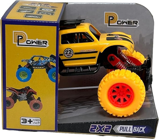 D - Power - Pullback Race Stunt Car, Yellow | No Batteries Needed, Fun for All Ages | 3+ - Marah Kids