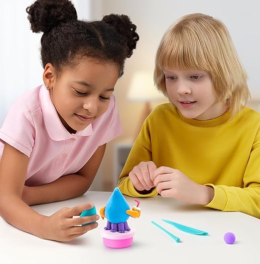 HEY CLAY - DIY Beasts: Worm, Ginger, Drop Plastic Creative Modelling Air - Dry Clay For Kids 6 Cans - Marah Kids