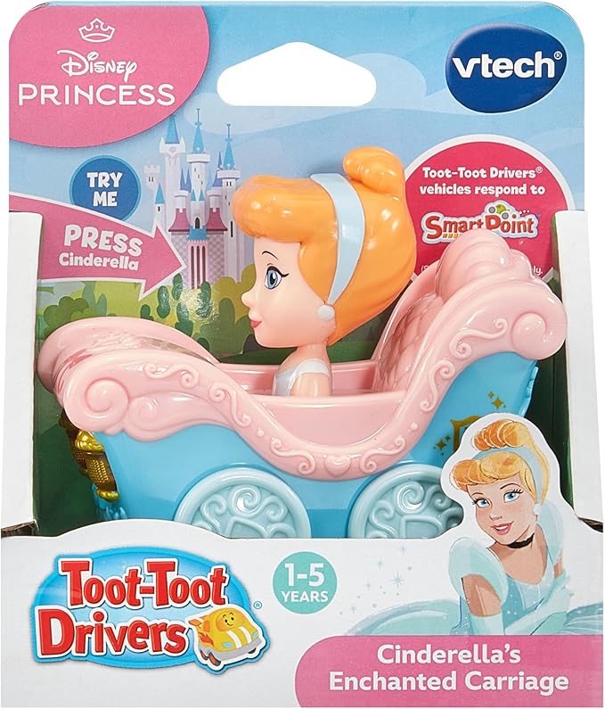 Vtech - Toot - Toot Drivers Cinderella's Enchanted Carriage, Disney Princess - Multicolour | Pretend Play Vehicle with Lights, Phrases and Songs, Interactive Toddler Toy | ideal for ages 12 Months, 2, 3, 4+ - Marah Kids