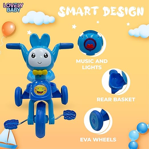 Lovely Baby Kids' Pedal Trike - Blue - Marah Kids
