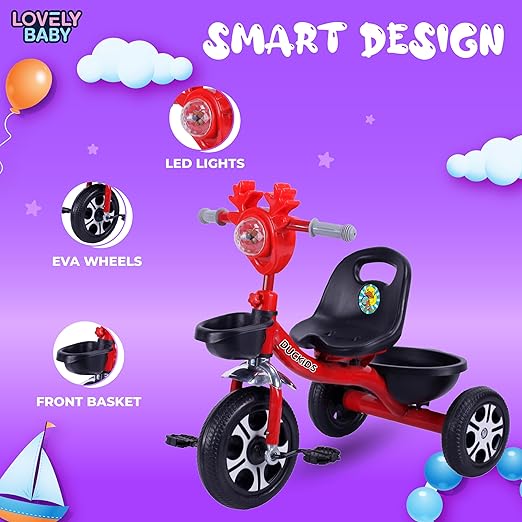 Lovely Baby Duckids Kids Tricycle - Red - Marah Kids