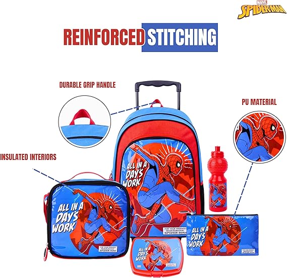 MARVEL SPIDER - MAN ALL IN A DAYS WORK 5IN1 TROLLEY BOX SET 18" - Marah Kids