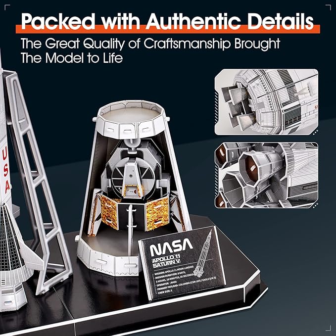 CUBIC FUN 3D PUZZLE NASA APOLLO SATURN V 136PCS - Marah Kids
