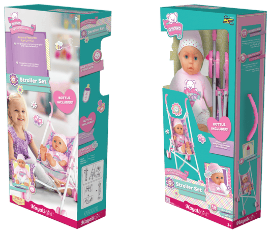 BABY AMOURA STROLLER SET W DOLL 16IN S1 - Marah Kids