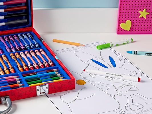 Crayola - Pokemon Creative Art Set Case | 56 Wax Crayons, 15 Mini Pencils, 28 Washable Felt - Tip Pens, and 15 Coloring Pages | Ideal Gift for Kids Ages 5+ - Marah Kids