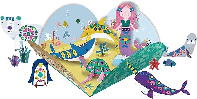 Avenir Stick 'N Play Series - Polar & Sea Animals | 200+ Reusable Stickers for Endless Fun! Create Play Scenes with 8 Illustrated Theme Cards, Make Your Own Animal Figures | For Kids 3+ - Marah Kids