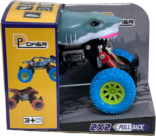D - Power - PullBack Crazy Shark Truck | No Batteries Needed, Fun for All Ages | 3+ - Marah Kids