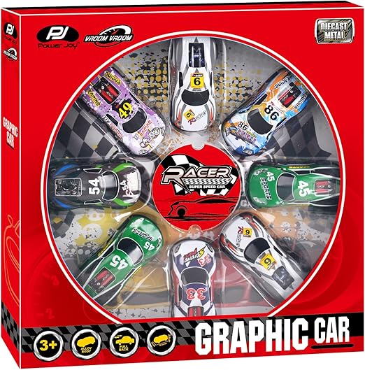 Power Joy V. Vroom Pullback Graphic Car 8 pieces - Marah Kids