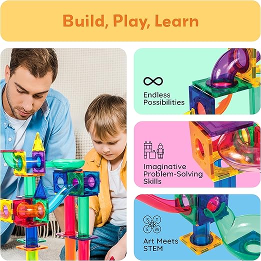 PICASSO MAGNETIC MARBLE RUN 100PCS - Marah Kids