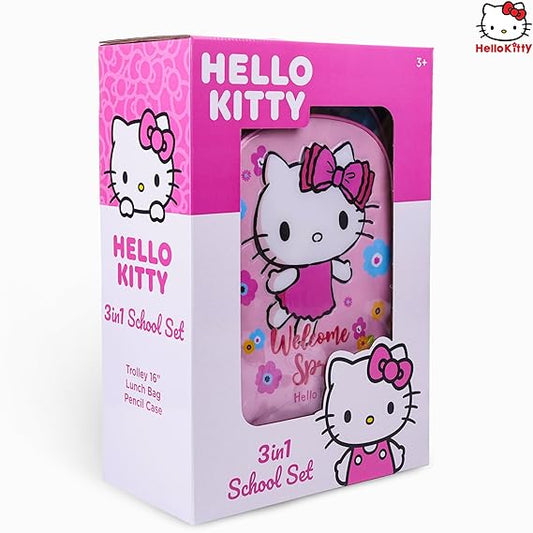 SANRIO HELLO KITTY WELCOM SPRING 3IN1 TROLLEY BOX SET 16" - Marah Kids