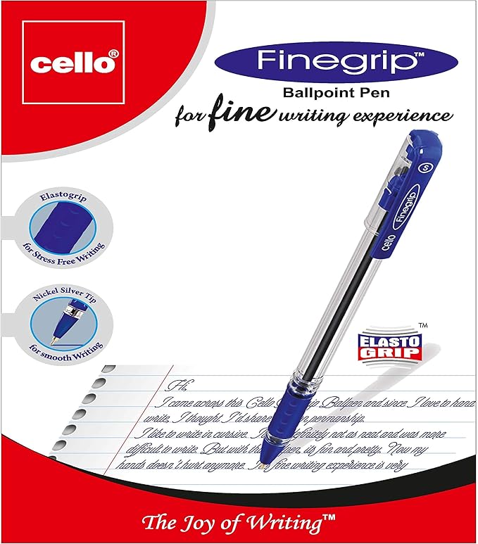 Cello Finegrip Ball Pen 0.7Mm Blister Of 5Pc Blue