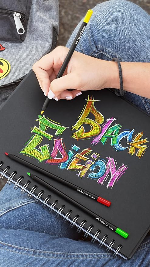 FABER - CASTELL TRIANGULAR BLACK EDITION COLOUR PENCILS 24 COLOUR - Marah Kids